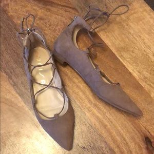 UNISA Tan Suede Tie Up Flats